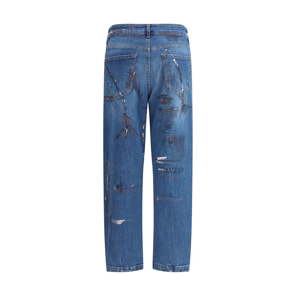 Ella Schmale Jeans aus blauem Baumwoll-Denim