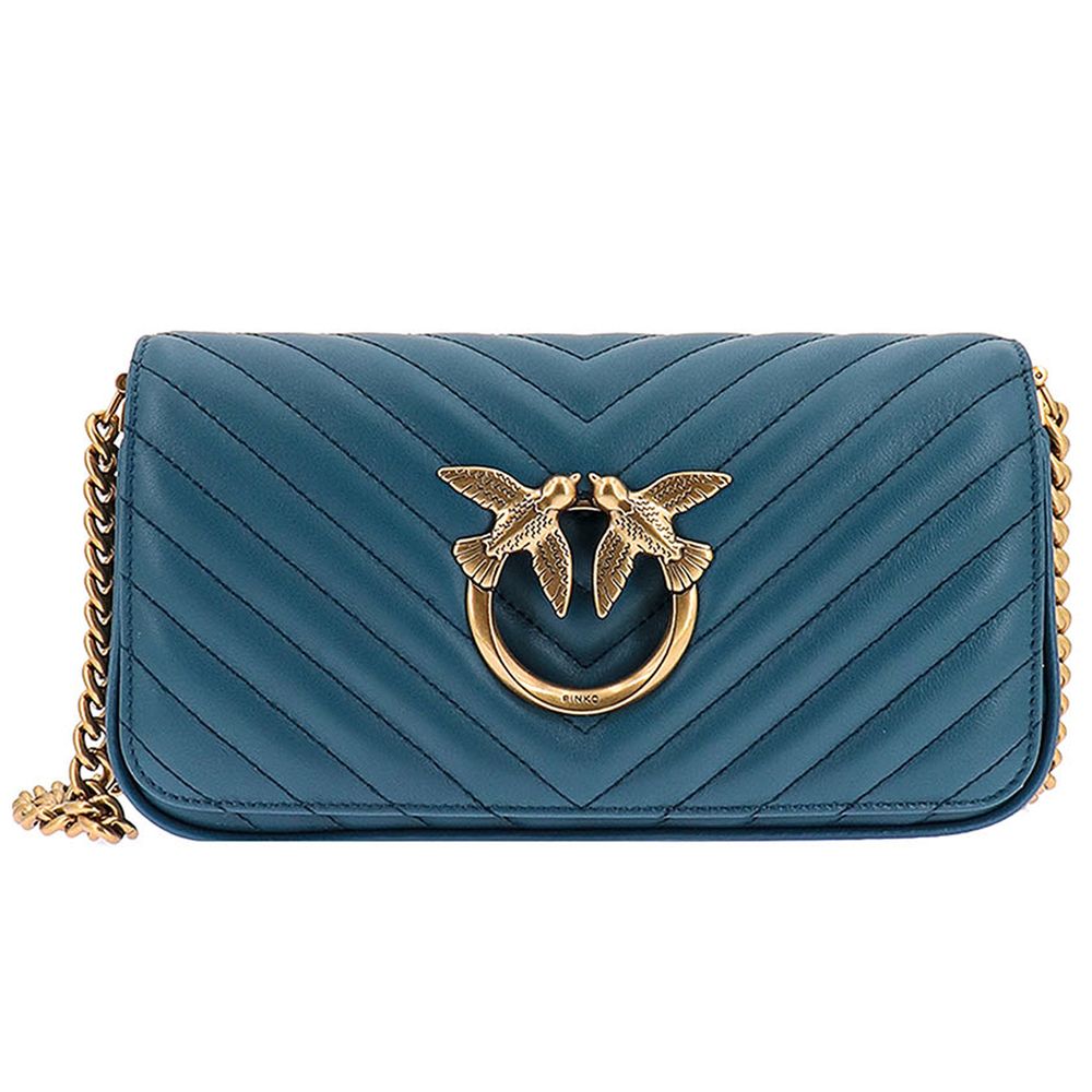 PINKO Blaue Kalbsleder Damen Crossbody Tasche
