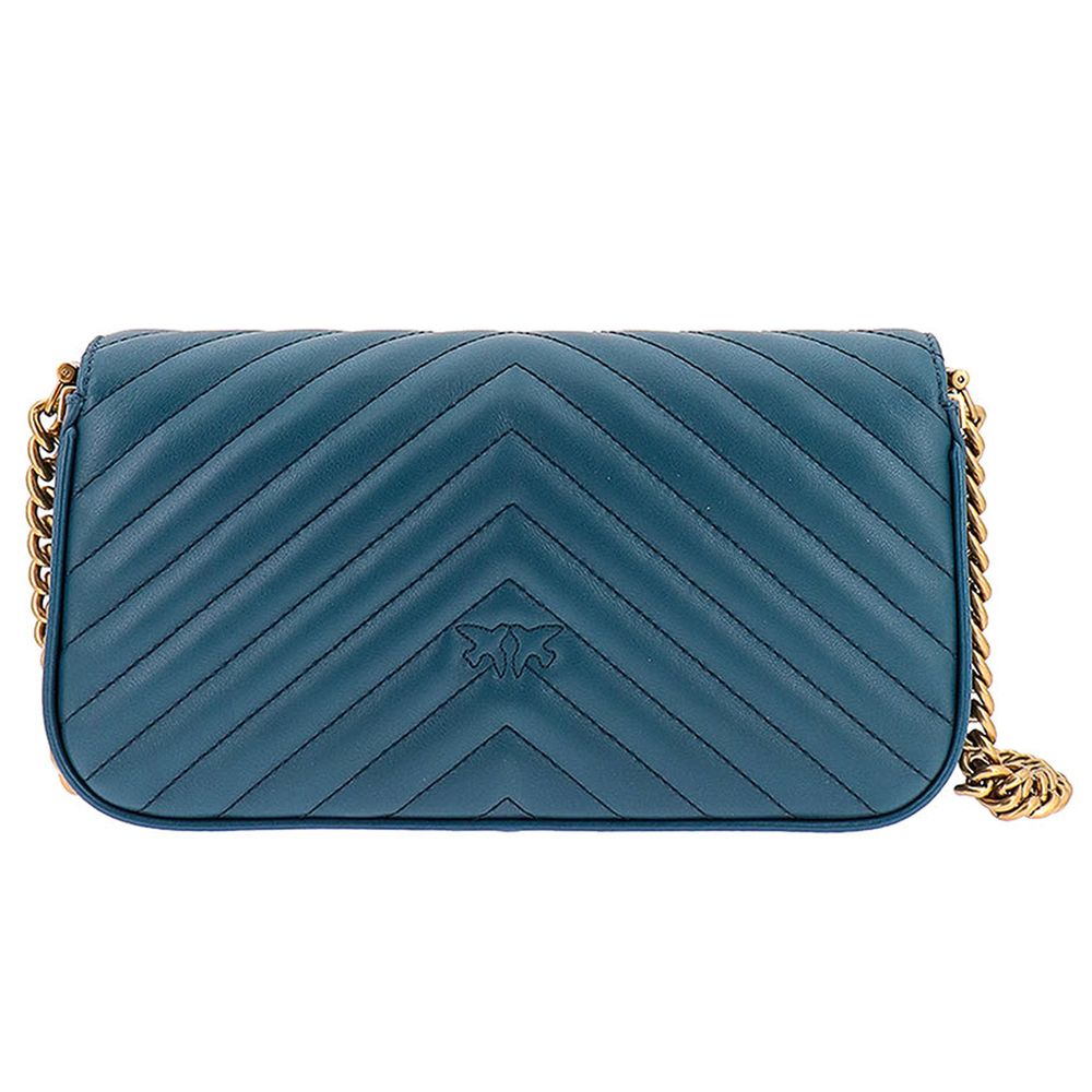 PINKO Blaue Kalbsleder Damen Crossbody Tasche