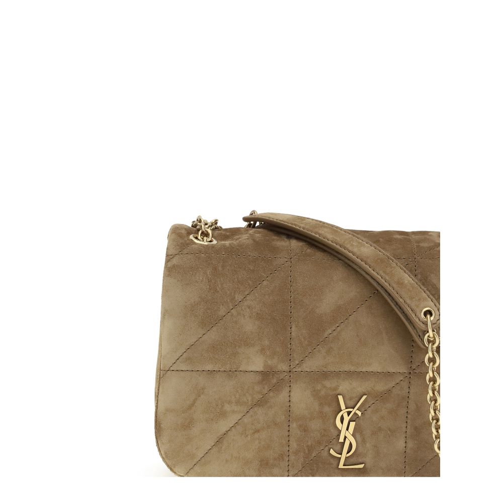 Saint Laurent Beigefarbene Kalbshaut Bos Taurus Schultertasche