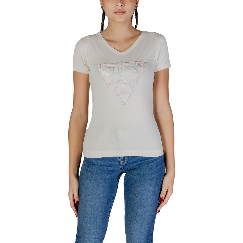 Guess T-Shirt aus cremefarbener Baumwolle
