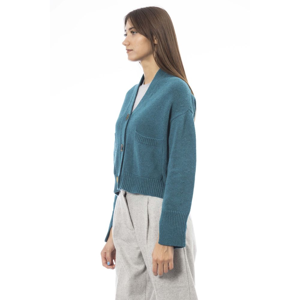 Alpha Studio Teal Merinowolle Damen Strickjacke