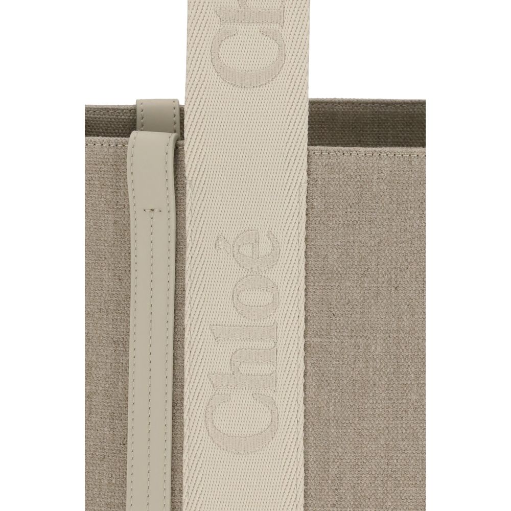 Chloé Beigefarbene Leinen-Umhängetasche