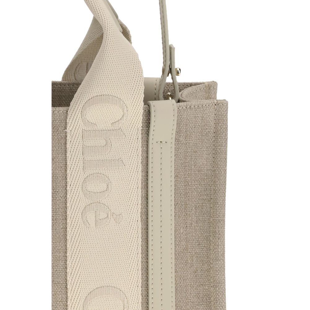 Chloé Beigefarbene Leinen-Handtasche