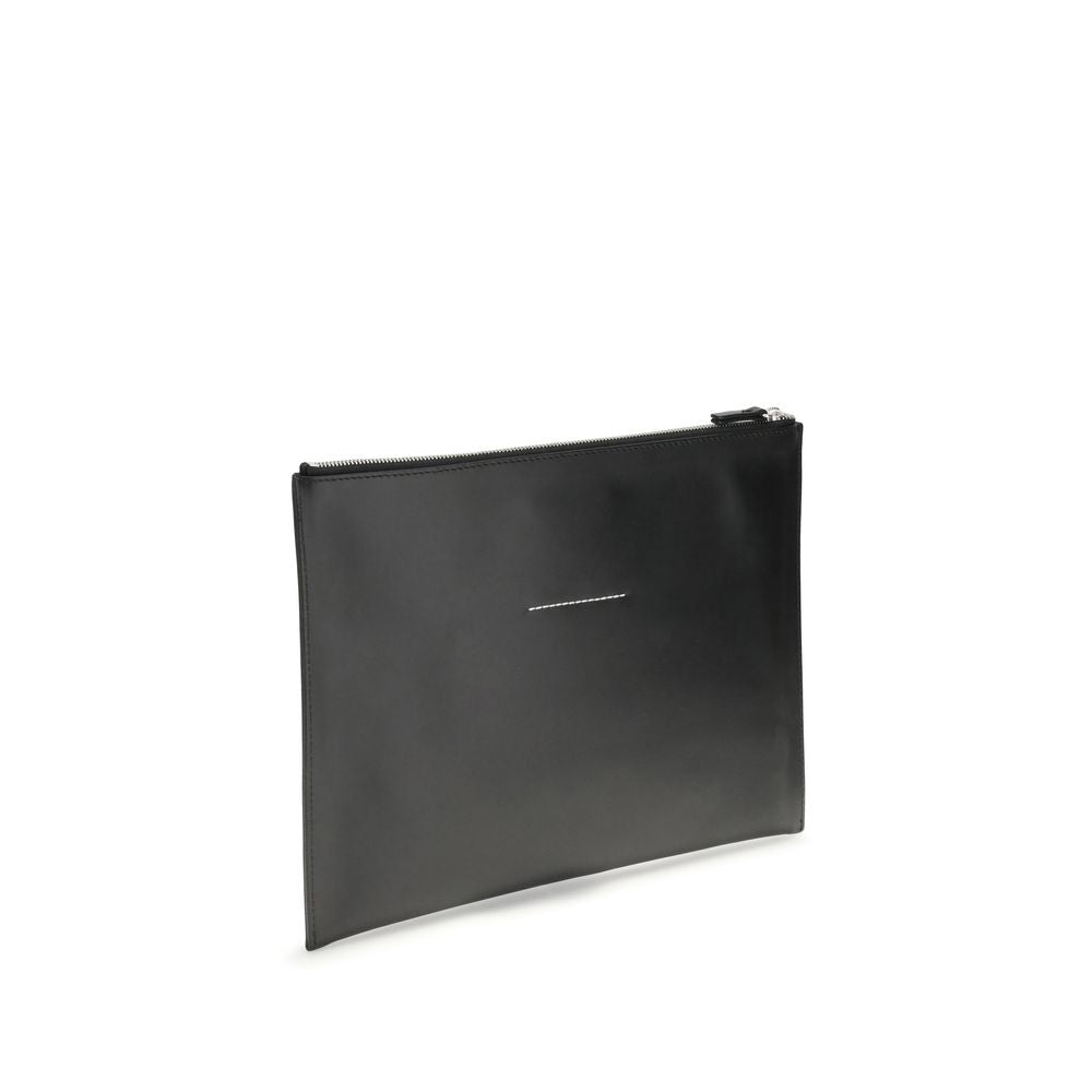 MM6 Schwarze Clutch-Tasche aus Kalbsleder Bos Taurus
