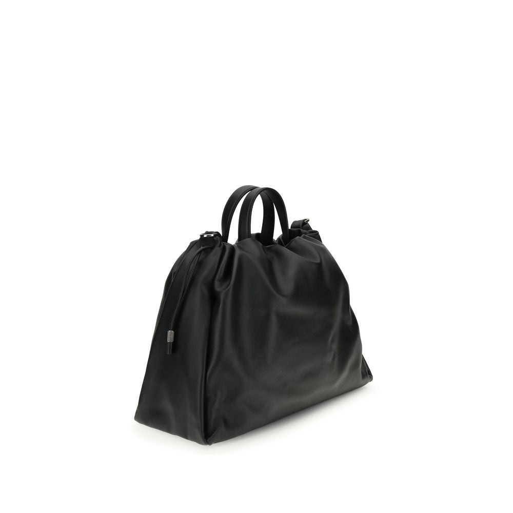 Brunello Cucinelli Schwarze Kalbshaut Bos Taurus Schultertasche