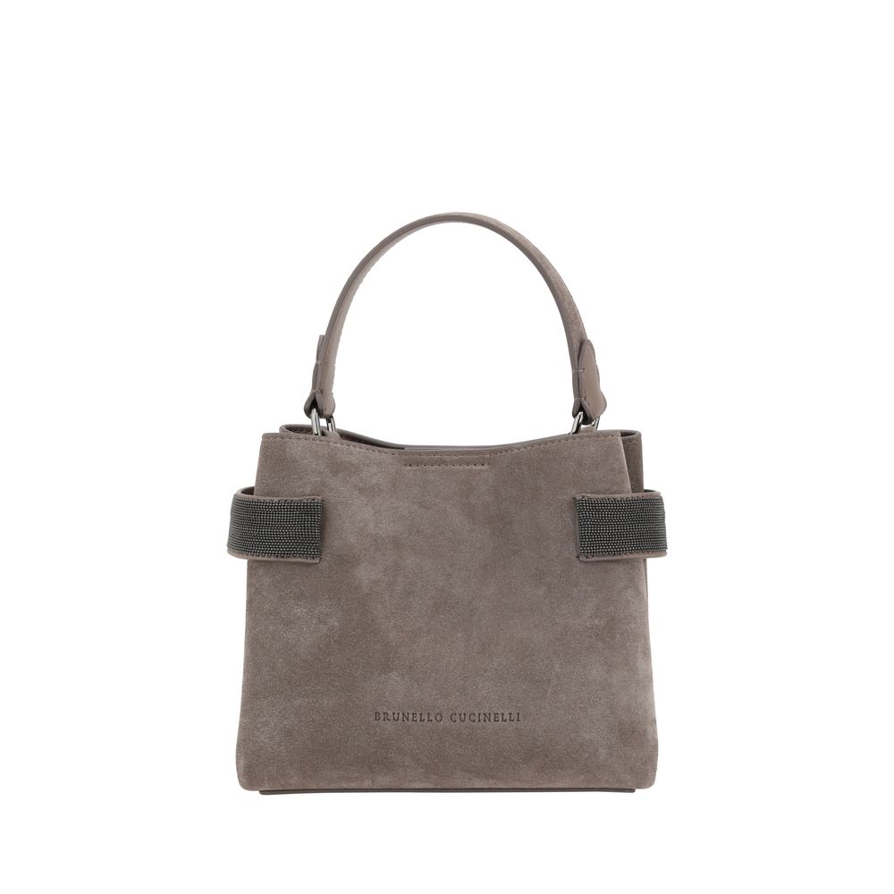 Brunello Cucinelli Schultertasche aus Kalbshaut in Braun Bos Taurus