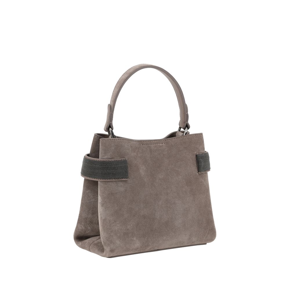 Brunello Cucinelli Schultertasche aus Kalbshaut in Braun Bos Taurus