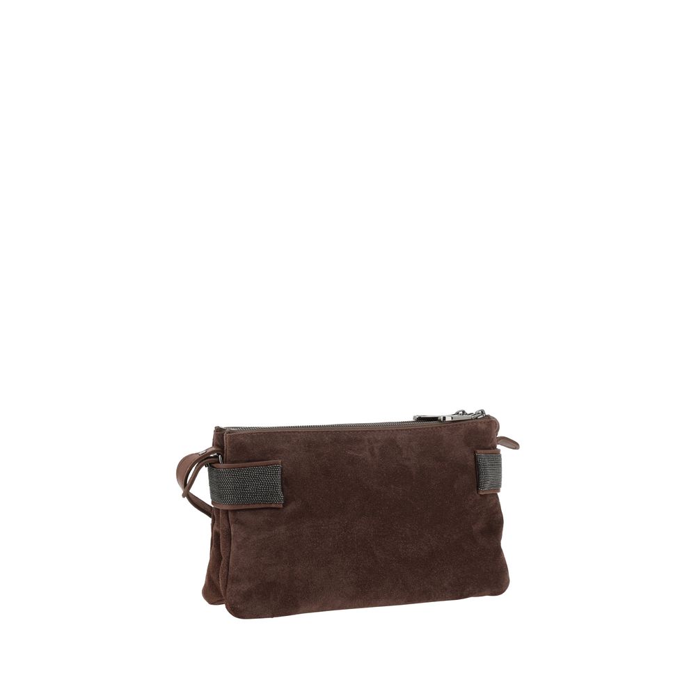 Brunello Cucinelli Braune Kalbshaut Bos Taurus Schultertasche
