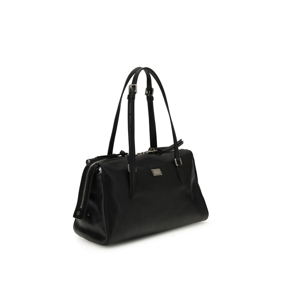 Dolce & Gabbana Schwarze Schultertasche aus Kalbsleder Bos Taurus
