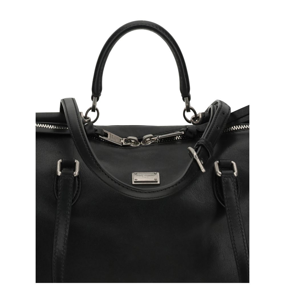 Dolce & Gabbana Schwarze Schultertasche aus Kalbsleder Bos Taurus