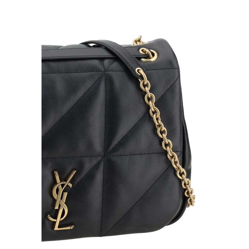 Saint Laurent Schwarze Kalbshaut Bos Taurus Schultertasche