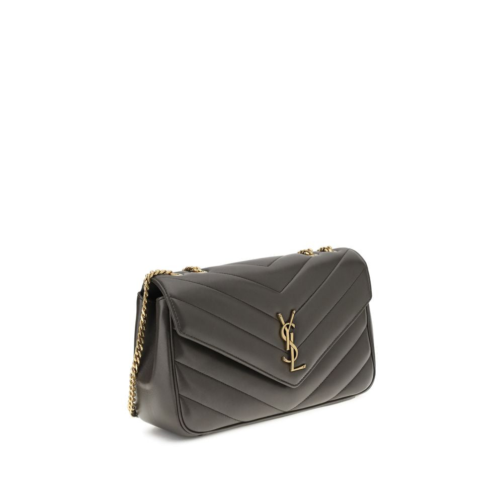 Saint Laurent Grau Kalbsleder Bos Taurus Schultertasche