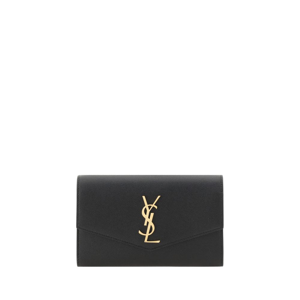 Saint Laurent Schwarze Kalbshaut Bos Taurus Schultertasche