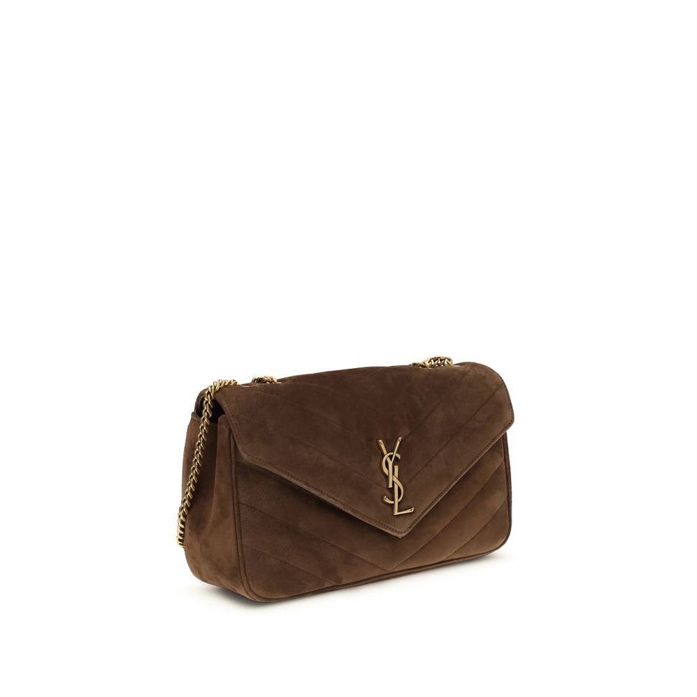 Saint Laurent Braune Kalbshaut Bos Taurus Schultertasche