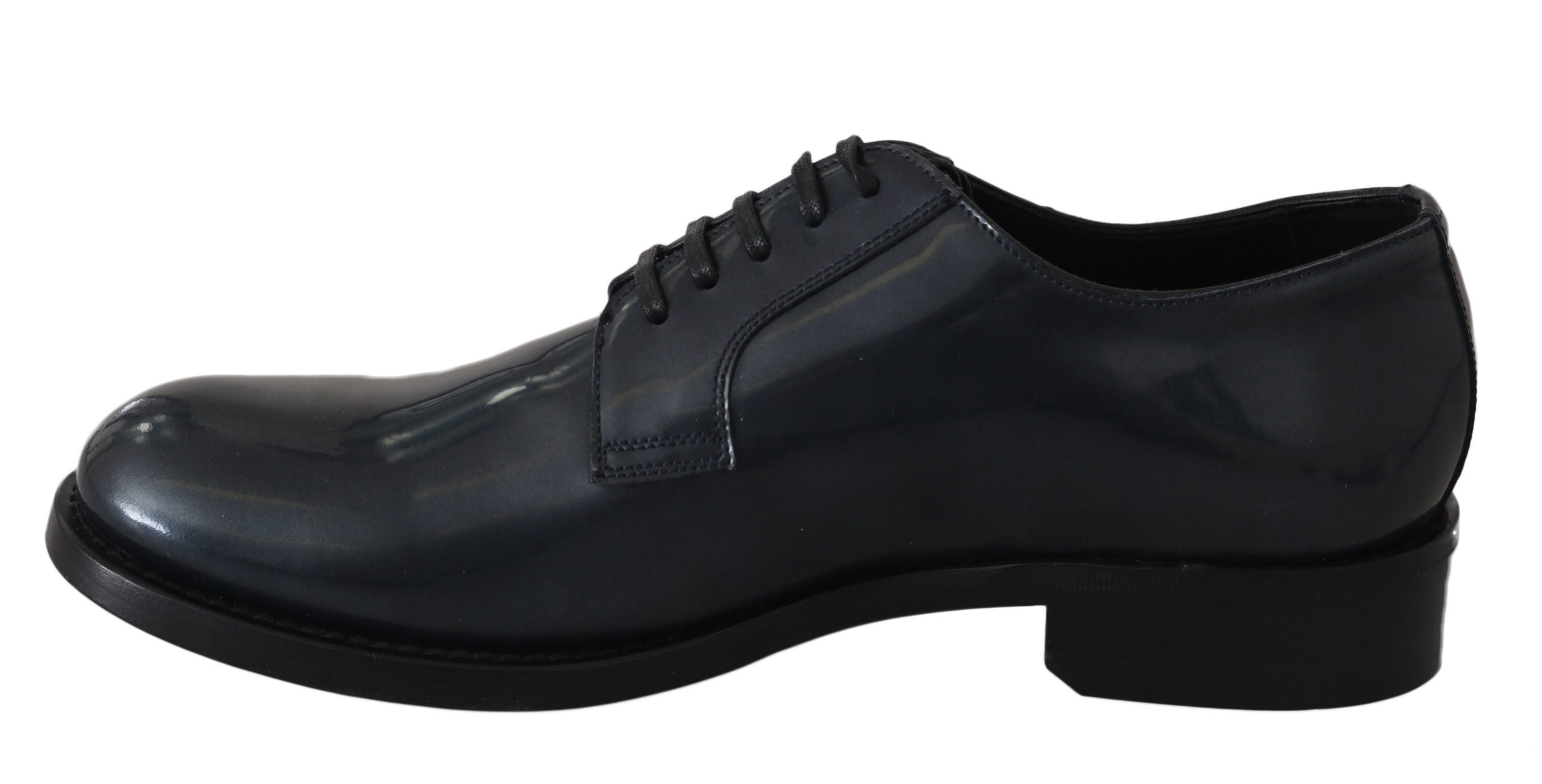 Dolce &amp; Gabbana Blue Leather Derby Dress Formal Shoes