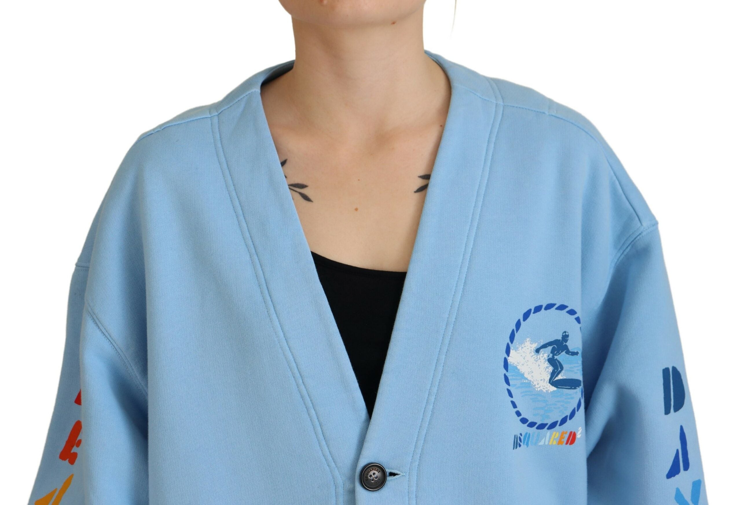 Dsquared² Blauer Baumwollstrickpullover mit Knöpfen