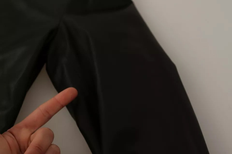 Dolce &amp; Gabbana Black Lambskin Leather Biker Coat Jacket